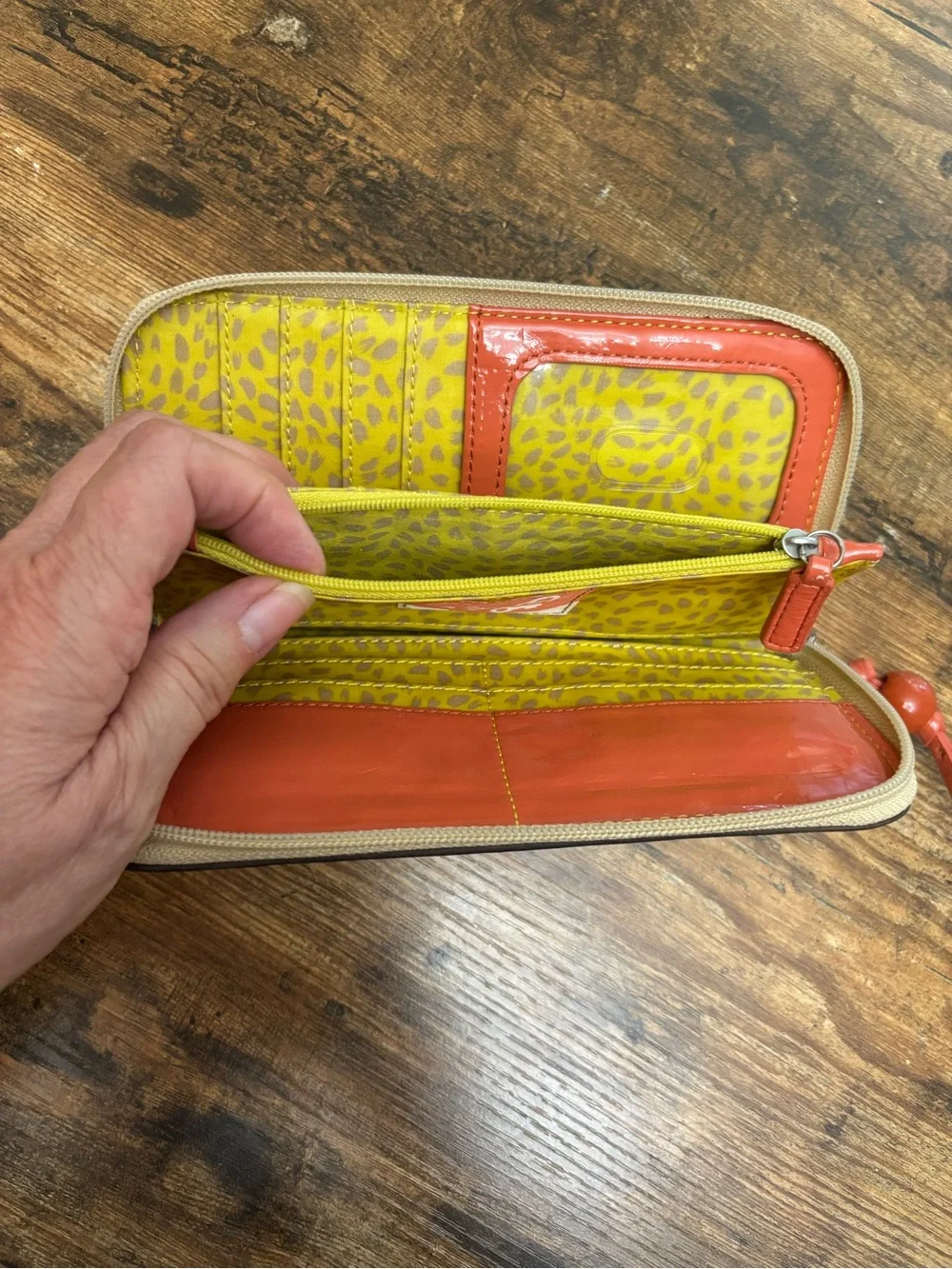 Fossil Floral Zip Wallet in Yellow, Orange, Brown and Black